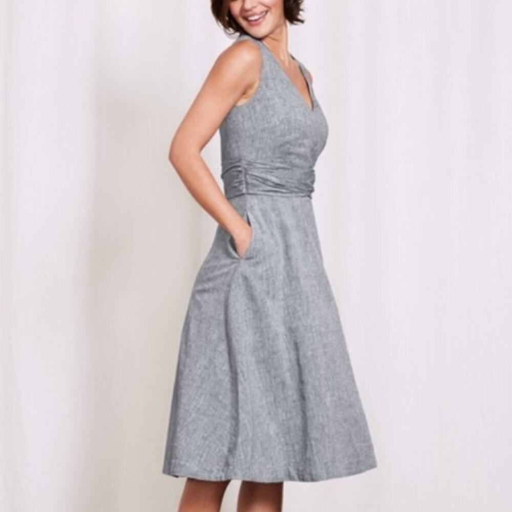 Boden Gray Sleeveless V-Neck Midi Dress